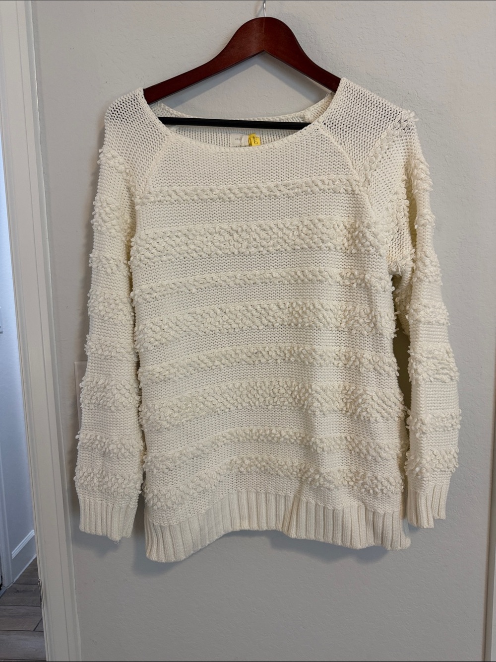 Lou & Grey Cream Textured Crewneck Sweater